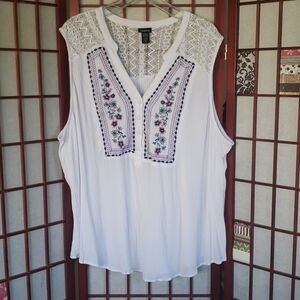 Torrid white embroidery sleeveless tunic top 5